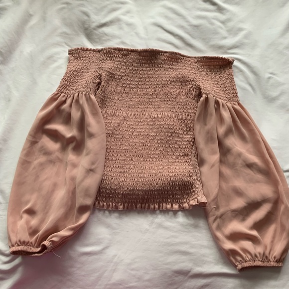 Pink smocked short top - Picture 1 of 2